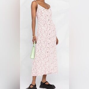 Ganni Printed Georgette Button Down Floral Dress Size 38